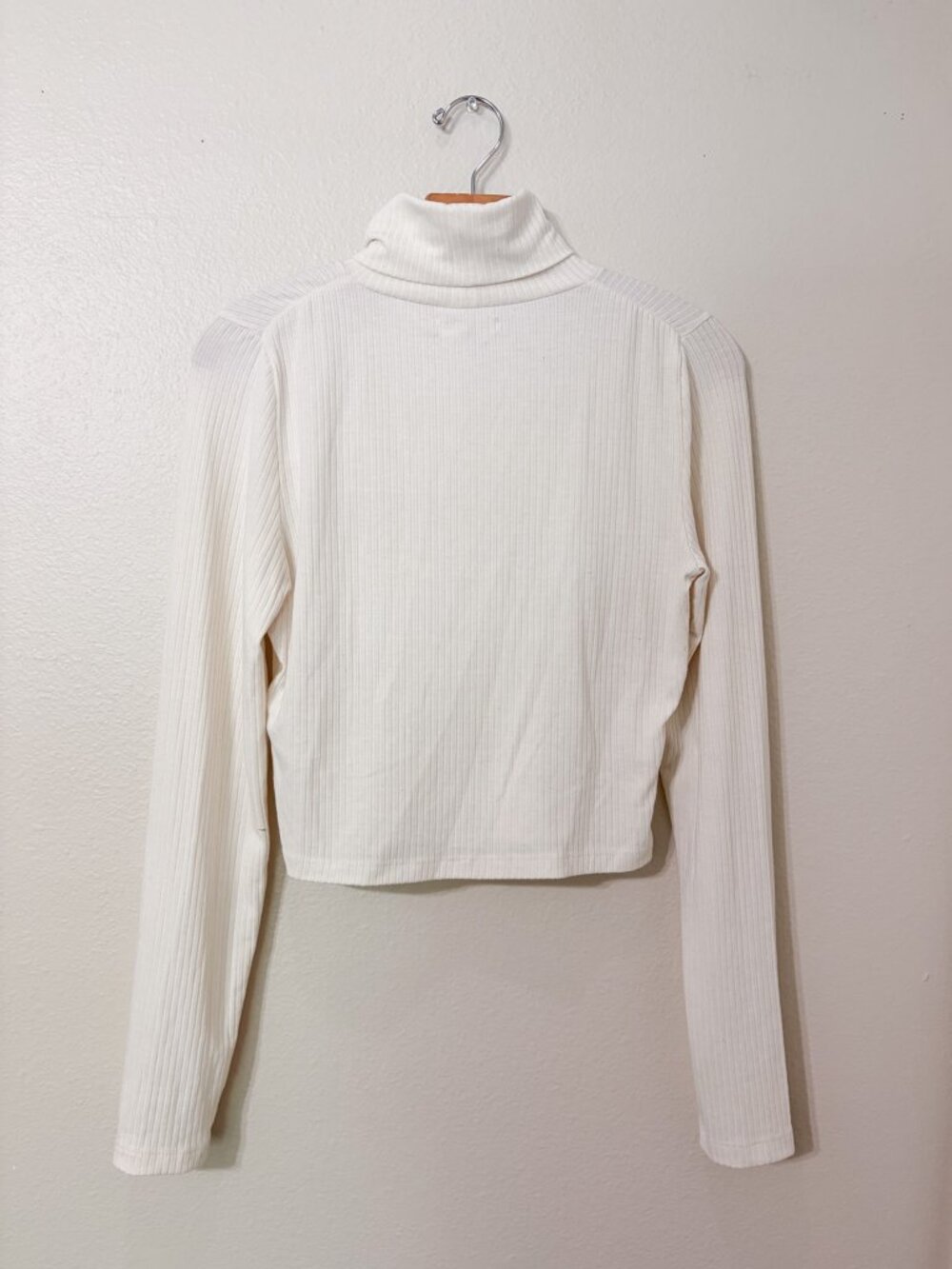 Madewell White Long Sleeve Cropped Turtleneck